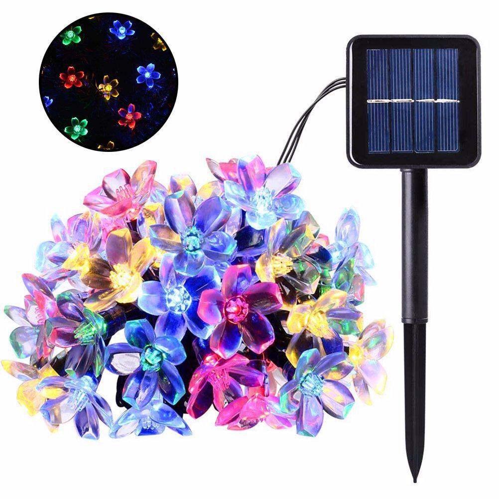 Waterproof LED Solar Cherry Blossom Fairy String Lights for Outdoor Christmas Decor