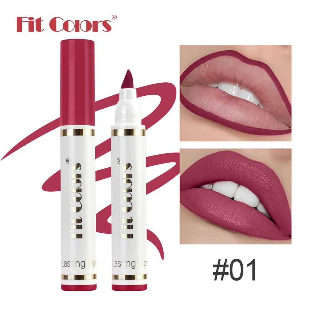 Fit Colors Lippenkonturenstift und Lippenstiftstift, Mattes Samt-Langanhaltendes Wasserdichtes Transferfestes Lippenstiftstift-Lippgloss Konturierung Make-up Kosmetik