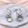 Vintage Twist Metal Knit Knot Statement Earrings for Women Party Golden Silver Irregular Drop Earrings European Jewelry