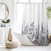 Botanical Stall Shower Curtain, Black and White Plant Herb Flower Floral Small Dorm Bathroom Curtain, Natural Modern Plants Narrow Shower Curtain Set