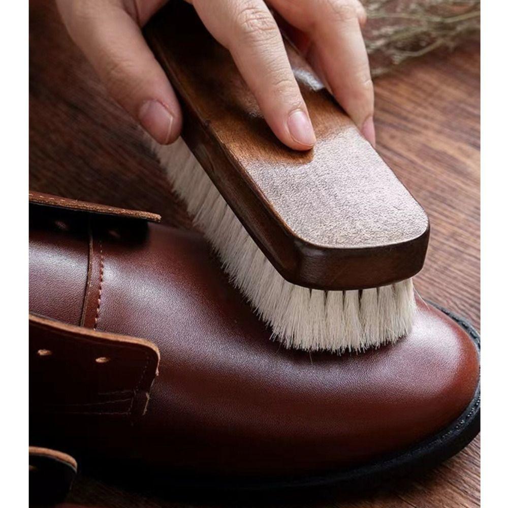Soft Wool Shoe Care Brush Wood Handle Multifunction Boot Polishing Cleaner Durable Maintenance Leather Care Brush Household