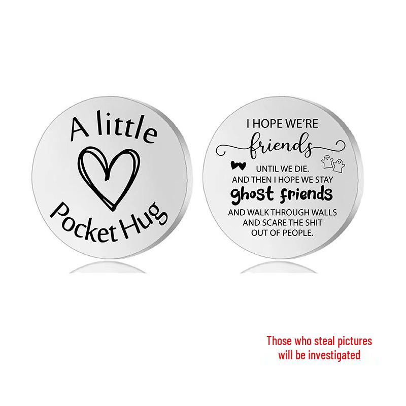 Lucky Charm Motivational Coin: Engravable Stainless Steel Couple & Family Gift Ornament.