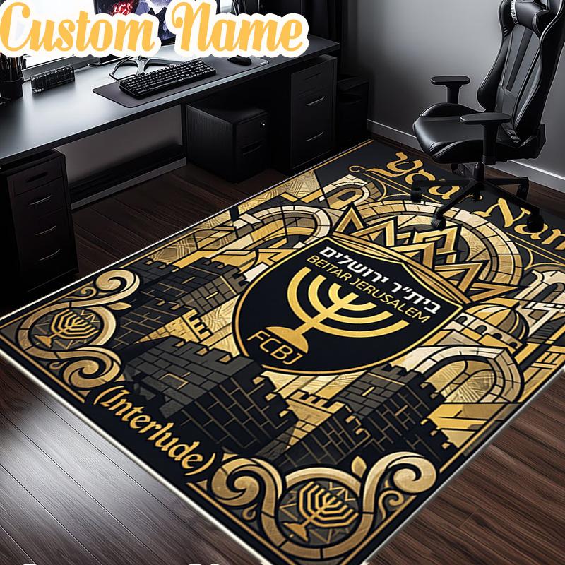 Custom Name Jerusalem Fc Logo Design  Rug, Office Rug, Chair Rug, Carpet for Living Rooms, Doormat Game Rug Home Decor Christmas Gifts