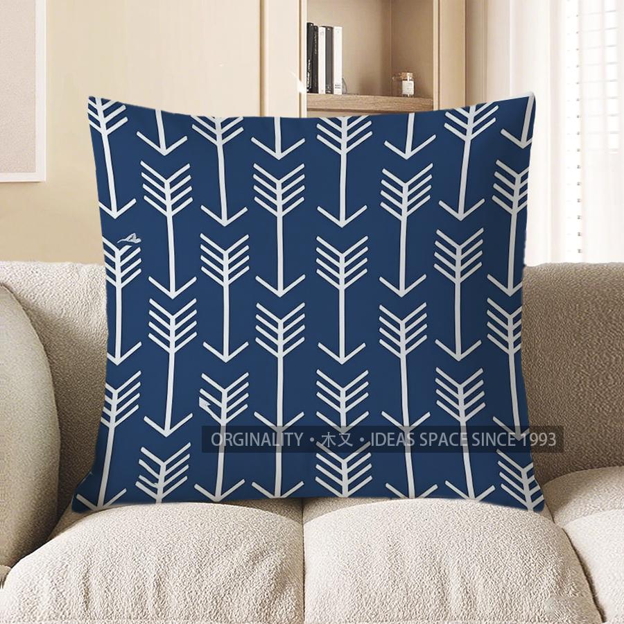 Home Decor Blue And White Geometric Pattern Throw Pillow Pattern Cushion Cover Suitable For Sofa Bedroom Car Pillow Cover