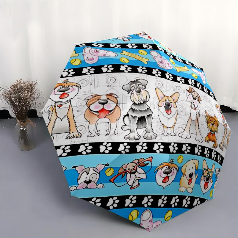 1pc Dogs Paw Prints Automatic Opening/Closing Umbrella with Operation & Windproof Canopy - Folding Design, Holiday Gift Yy260225148