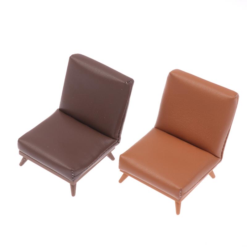 1:12 Scale Dollhouse Miniature Single Pu Leather Sofa Chair Doll House Living Room Furniture Model For Diy Scene Decoration