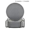 Set aus 6 Silikon-Untersetzern für Getränke, beidseitig, runde Tassenunterlage mit Halterständer, Glasgreifer-Pads mit tiefen Rillen