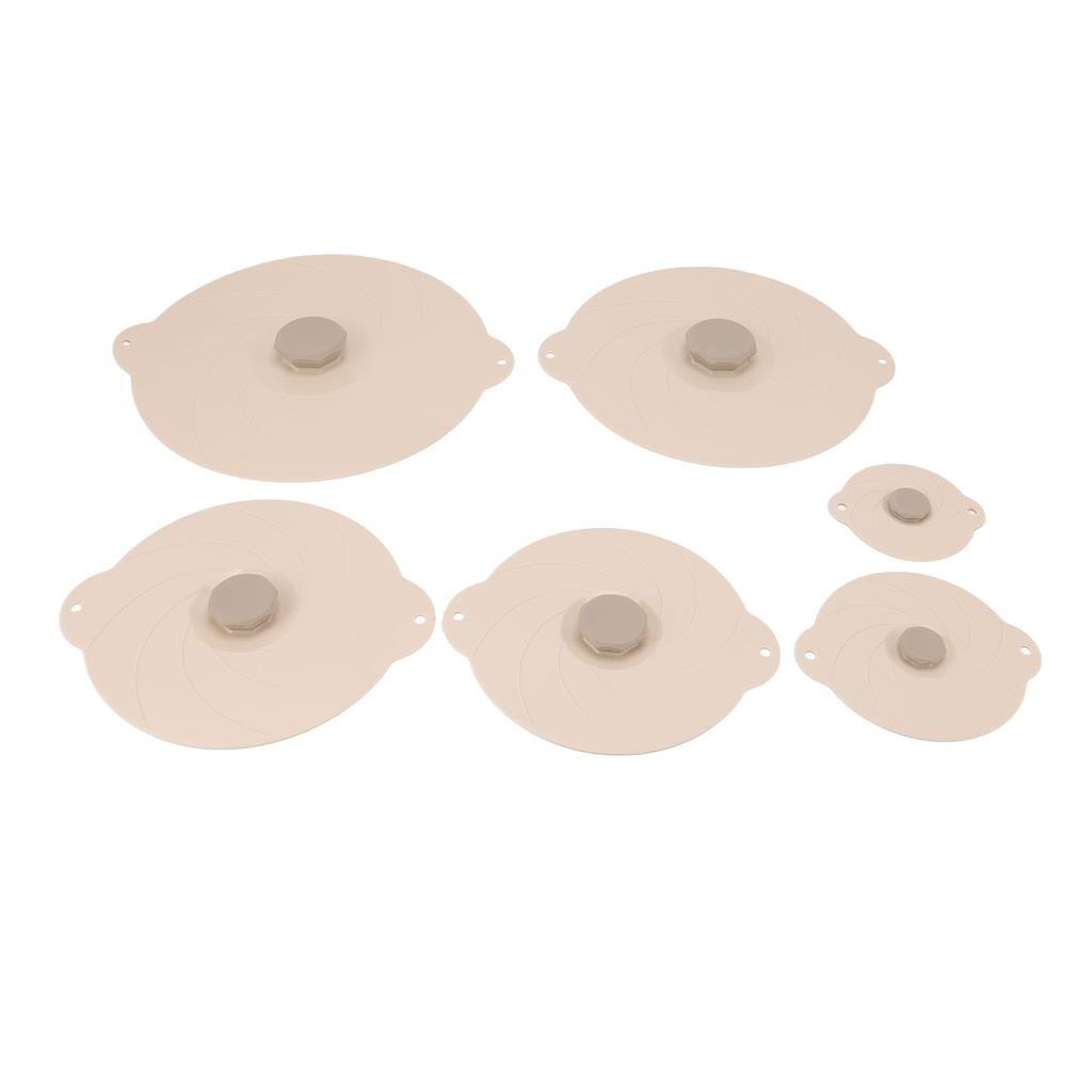 6 Stück Lebensmittel-Dosenverschlüsse Lebensmittelqualität Hitzebeständig Abdichtend Auslaufsicher Silikon Saugdeckel Topfdeckel für Töpfe Pfannen Schüsseln Beige