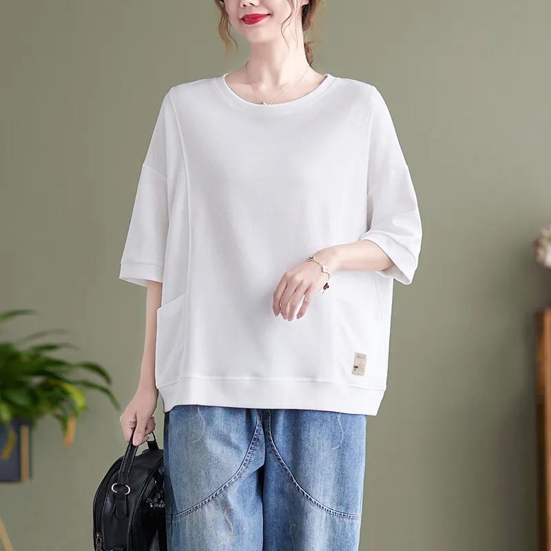 

Футболка для женщин, летняя, большого размера, хлопковая футболка, мягкая, свободная, повседневная, удобная, пуловер, футболка, топ XXXL белый