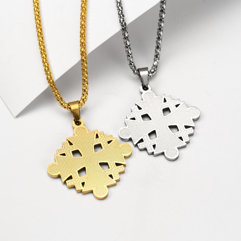 Pendant Necklace Jerusalem Cross CZ Pendant Necklace