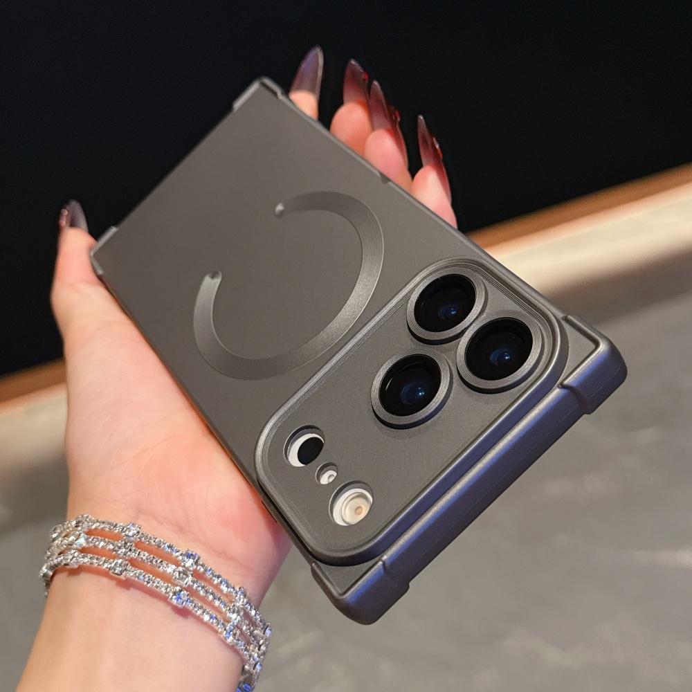 Fashion Right Angled Square Silicone Magnetic Phone Case For iPhone 17 Air 16 15 14 13 Plus Pro Max For Magsafe Frosted Cover