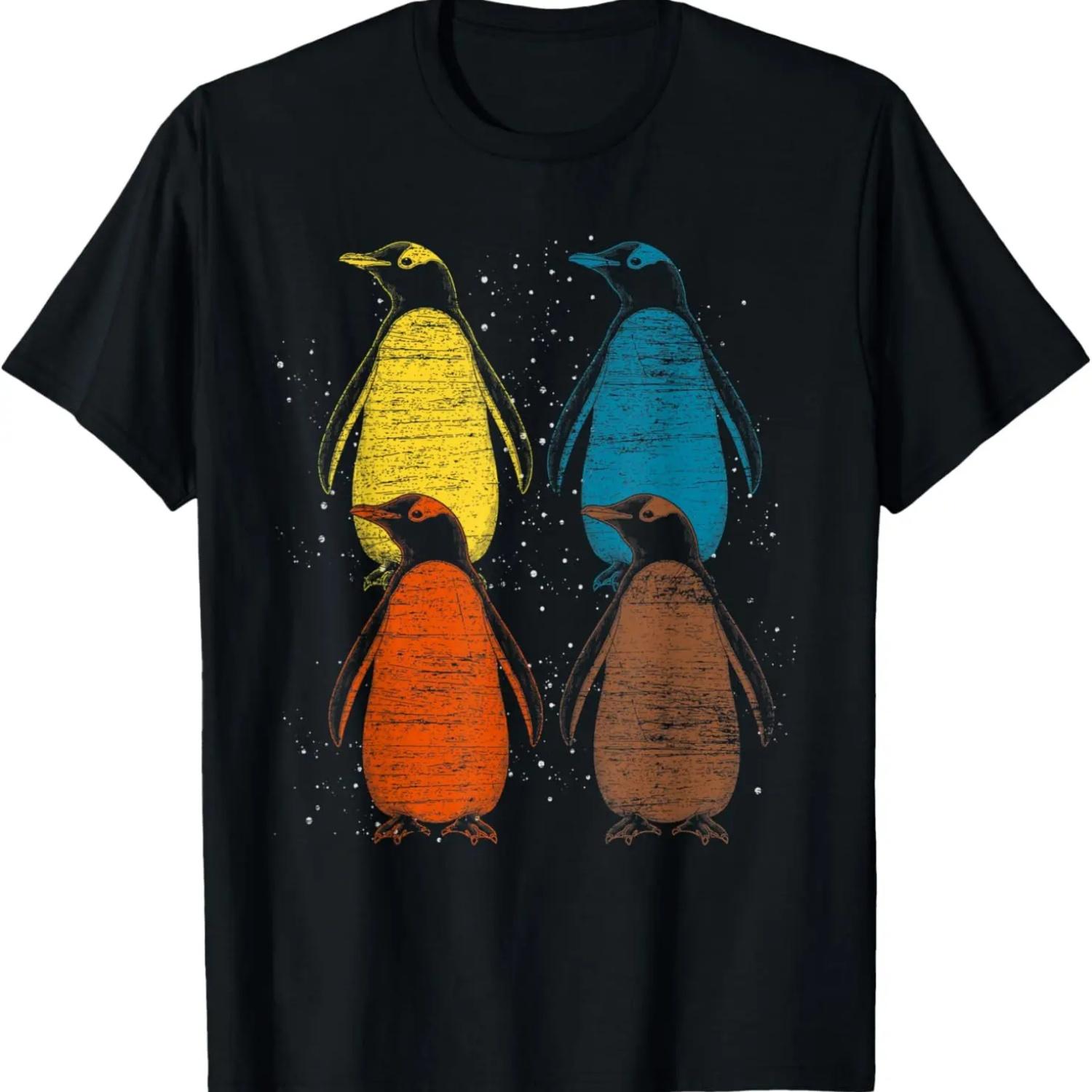 Ретро Полярное Животное Любитель Зоопарка Хранитель Животных Подарок Милый Пингвин Футболка S чёрный