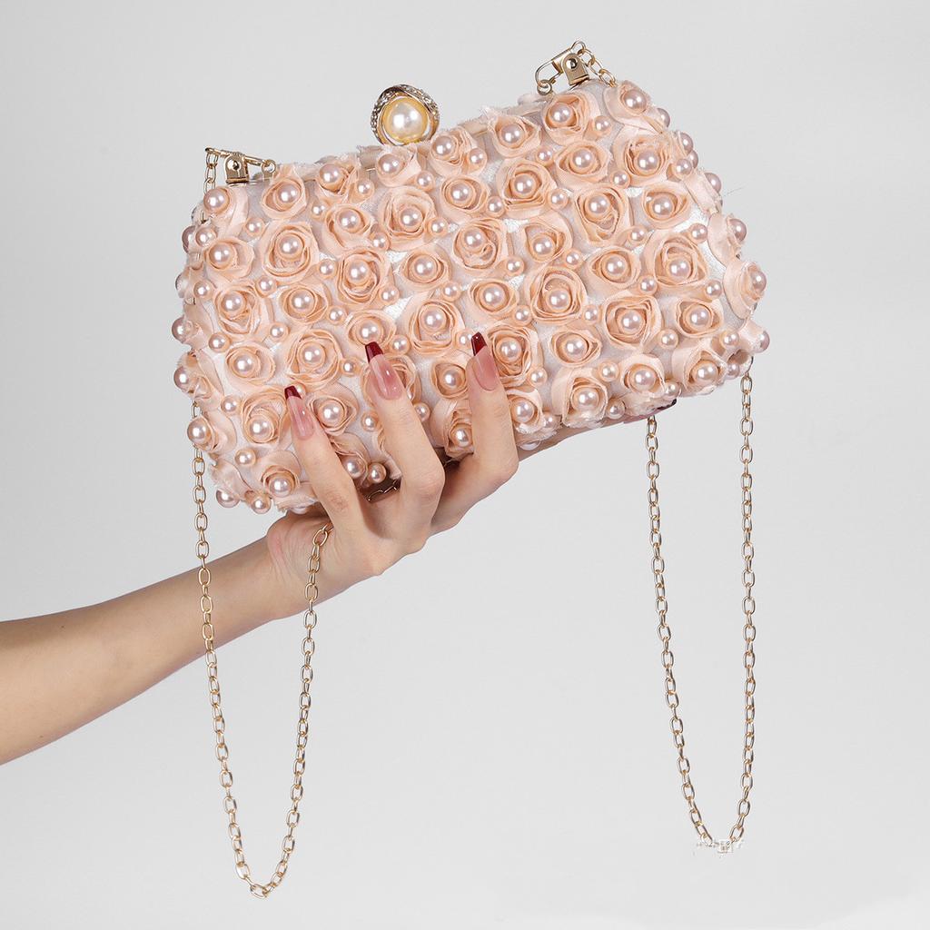 Vintage Rose Pearl dinner bag for women  wedding dress  banquet bag  cheongsam evening bag  clutch for wedding party  crossbody bag for ladies