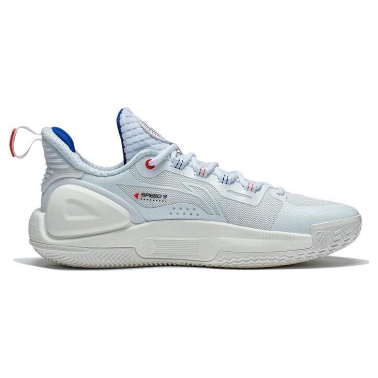 Li Ning Speed 9 Dämpfung Rutschfest Abriebfest Niedrig geschnitten Basketballschuhe Herren Weiß Rot ABPT001-4