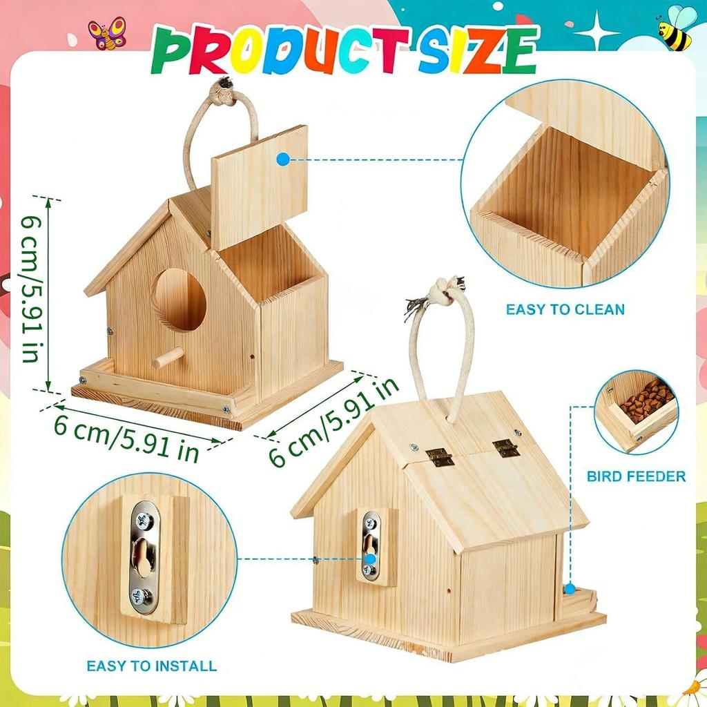 Paintable Bird House Kit Hands-On Activities Birdhouse Building Painting Kit for Spring Summer Home School Classroom Camp