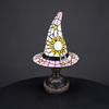 Jijijing Stained Glass Witch Hat Lamp, Table Lamp with Inline Switch, USB Powered Style Halloween for Bedroom Bookshelf Desk, Witches Gothic