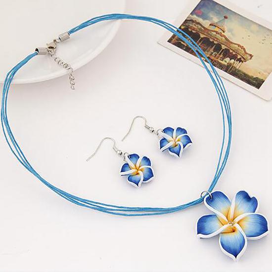Moda Doce Flor Corda Temperamento Colar Brincos Pingente Colar Conjuntos de Jóias