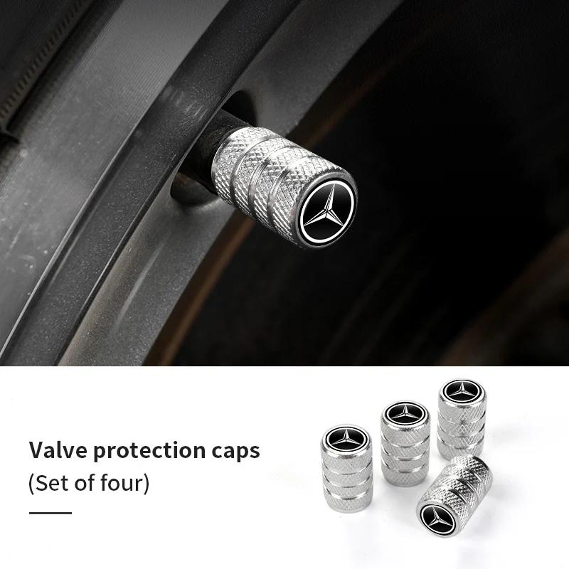 GLC GLB 4pcs Car Tire Stem Valve Caps Dustproof Caps Cover Accessories For Benz W211 W124 W176 W177 C180 C200 C260 C300 GLC CLE