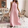 European and American style sexy neck halter dress solid color lazy loose dress, specially for elegant and long temperament