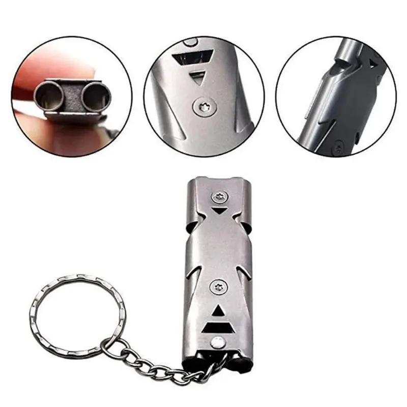Multi Functional Dual Whistle Pendant Keychain High Decibel Portable Outdoor Survival Emergency Camping Tool Multifunctional