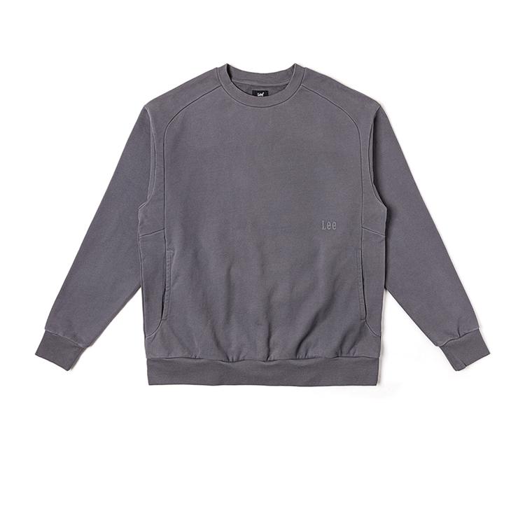 Lee Comfortable Round Neck Spliced Structural Design Versatile Sweatshirt Men Sweatshirt Iron-Gray LMT007822204573A05984