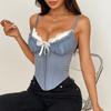 Buckle Lace Flower Camisole Bowknot Suspender Vest Elegant Lace Corset  Ladies