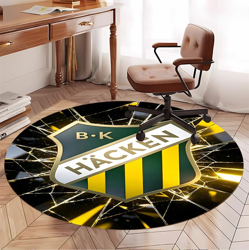 BK Hacken Pattern Round Rug, Indoor/Outdoor Mat, for Picnic, Gameroom, Bedroom, Office, Living Room, Home Decor Carpet, Birthday Gift