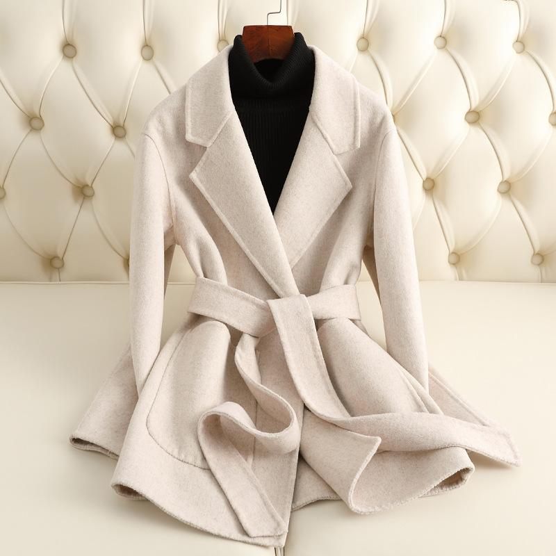 Autumn and winter new small double-sided cashmere coat for women, short slim and thin wool coat for women