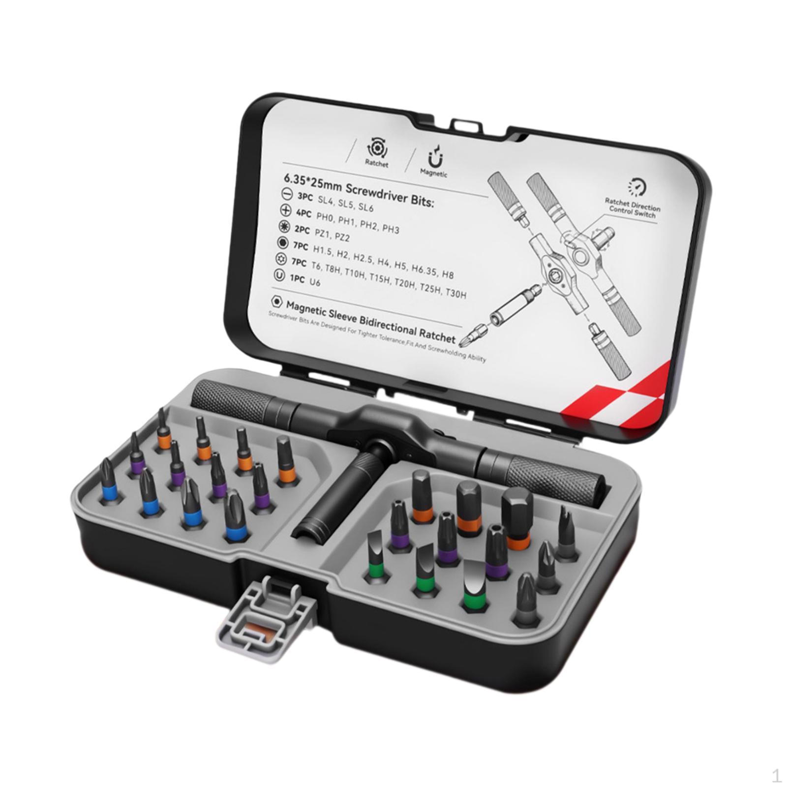 DIY Ratchet Screwdriver Kit, Multi Bit Ratcheting Set for Electronics, Home Repairs