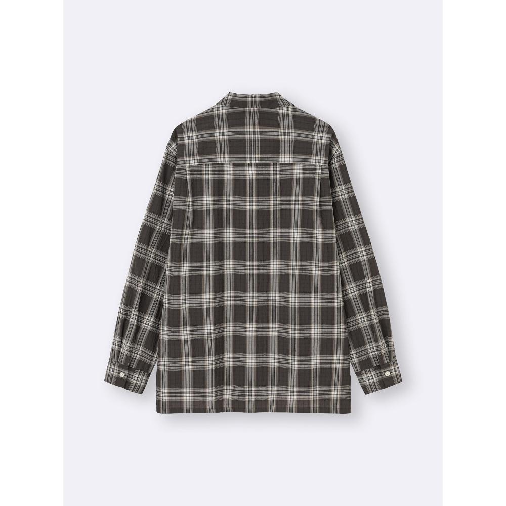 Uniqlo Gu Texture Open Collar Check Shirt