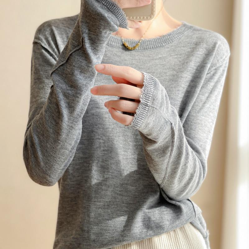 Women Sweaters Pullovers 2025 Autumn Winter Long Sleeve O-Neck White Knitted Sweater Women Tops Pullover JJ151