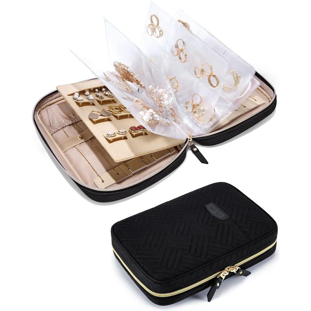 Jewelry Travel Organizer Case for Home Jewelry Organizer Storage Ring Binder Clear Bags Zipper Rolls Pouch for Necklaces,Earrings,Rings,Bracelets