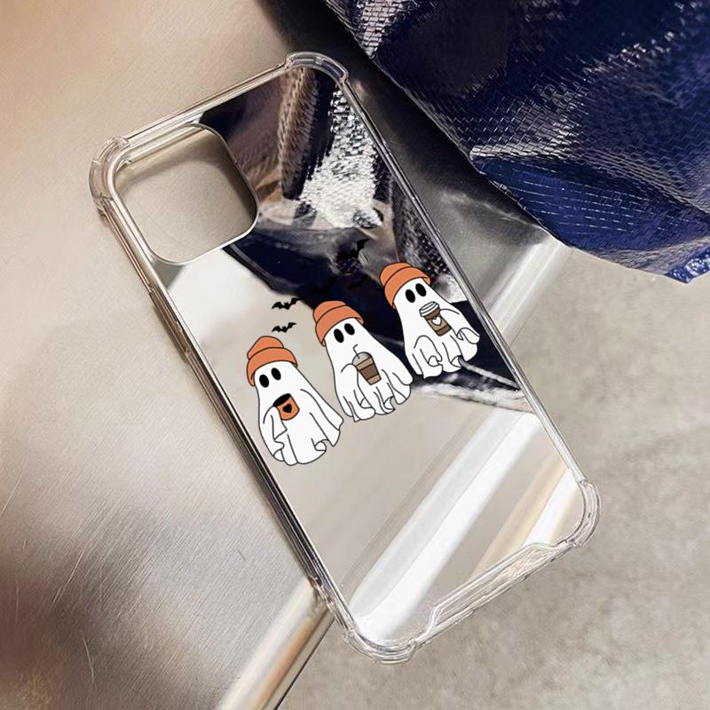 Halloween Retro Ghost Pattern Mirror Acrylic Phone Case For iPhone 17 16 15 Pro Max 14 13 12 11 XS X XR 7 8 Plus Bumper Cover