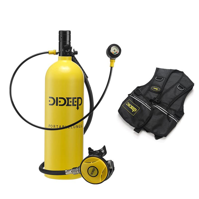 DIDEEP X5000Pro 2L Diving Snorkeling Kit with Scuba Oxygen Tank and Pressure Gauge