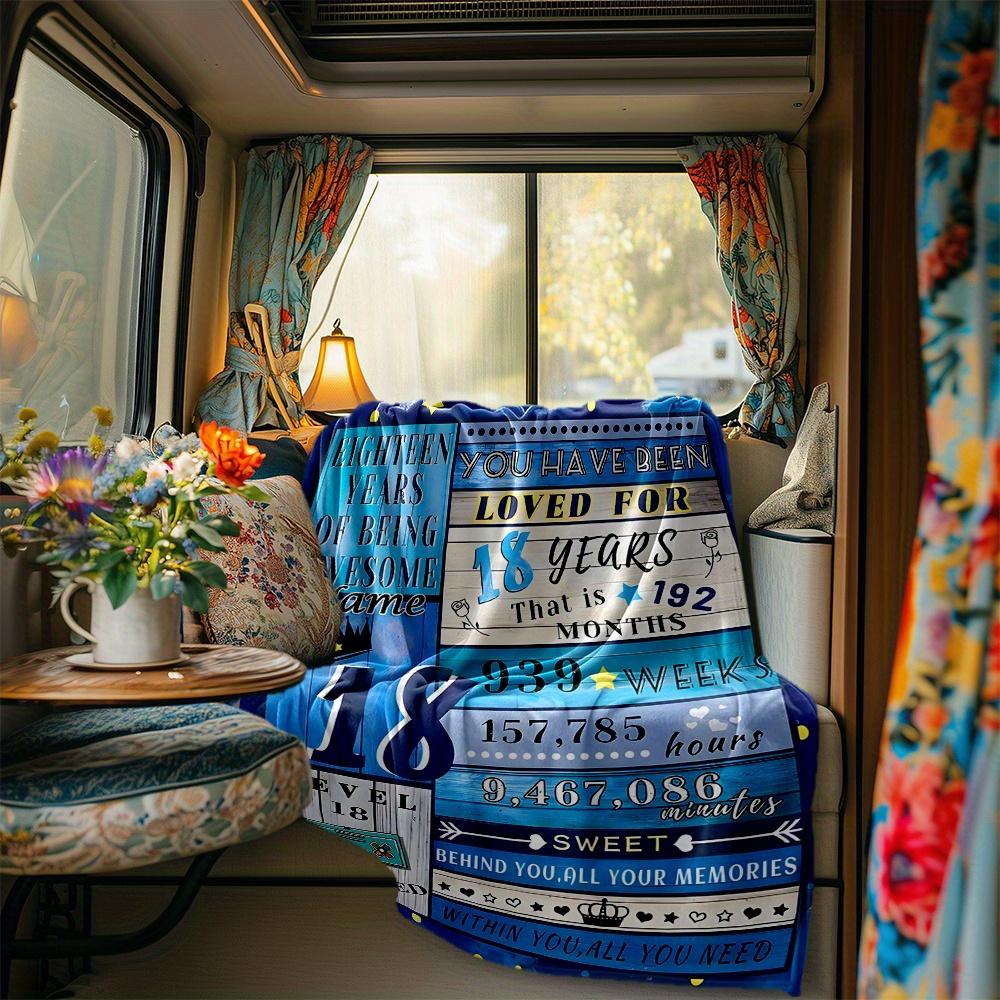Eighteen Years Loved Memories Level Unlocked Sweet Blanket Personalized Name Soft Comfortable Stylish Blanket Car Blanket Perfect For Travel Camping