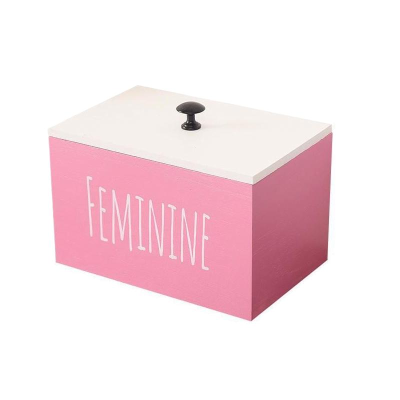 

1 деревянная многофункциональная гигиеническая коробка с элегантной крышкой и экологически чистым хранением, украшение для ванной комнаты 20 * 13 * 13 см розовый