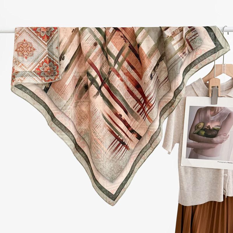 Chinese Style Peony Velvet Square Scarf 91 Women's Spring and Autumn Silk Scarf Shawl Two-color Different-faced Scarf Mother Gift