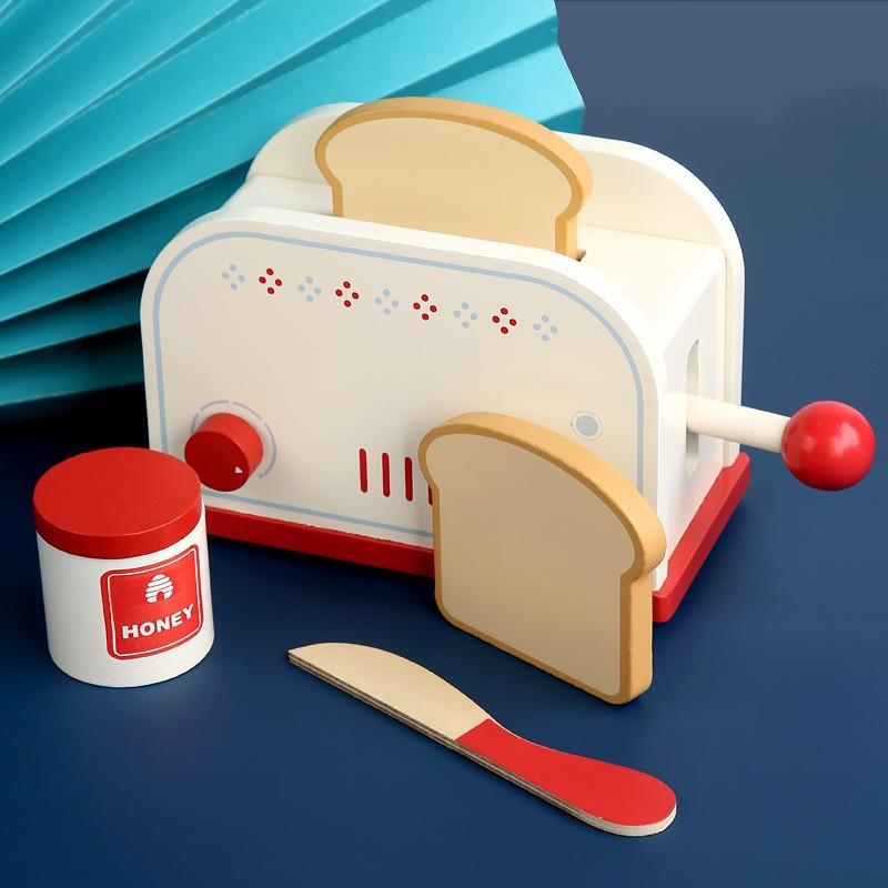 Playing house kitchen wooden white bread machine coffee machine blender simulation kitchen utensils parent-child toys