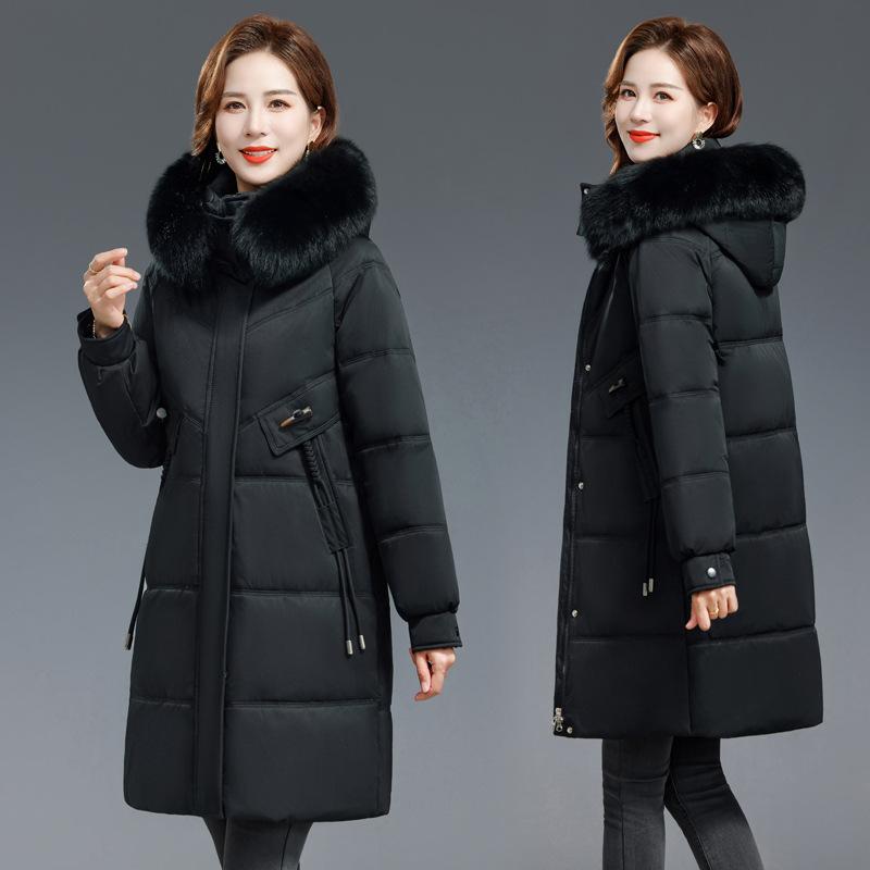 Winter new foreign-style down cotton-padded clothes for women's medium and long middle-aged and elderly mother cotton-padded jackets, thickened wa