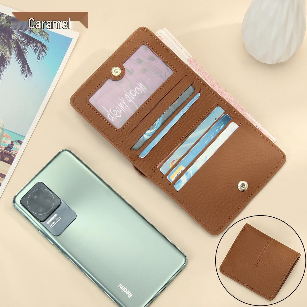 Dámska ultratenká peňaženka z pravej kože s RFID ochranou - Krátka, Viac priehradiek na karty, Jednoduché šitie