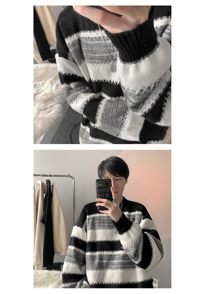 Men's Autumn/Winter Oversized Striped Knitwear