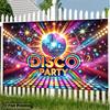 Disco Party Backdrop, 70s 80s Retro Disco Ball Neon Background Banner for Birthday & Themed Parties