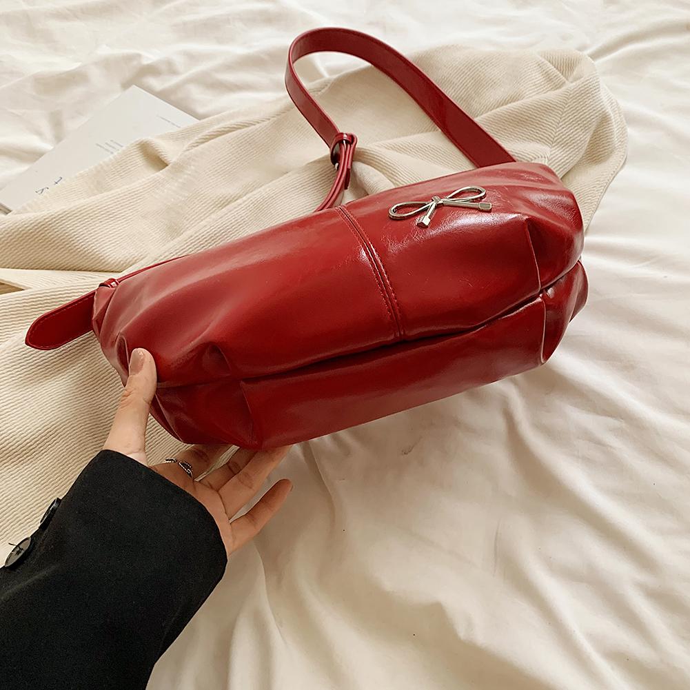 Women Shoulder Bag Adjustable Strap PU Leather Crescent Bag Hobo Bag (Black)