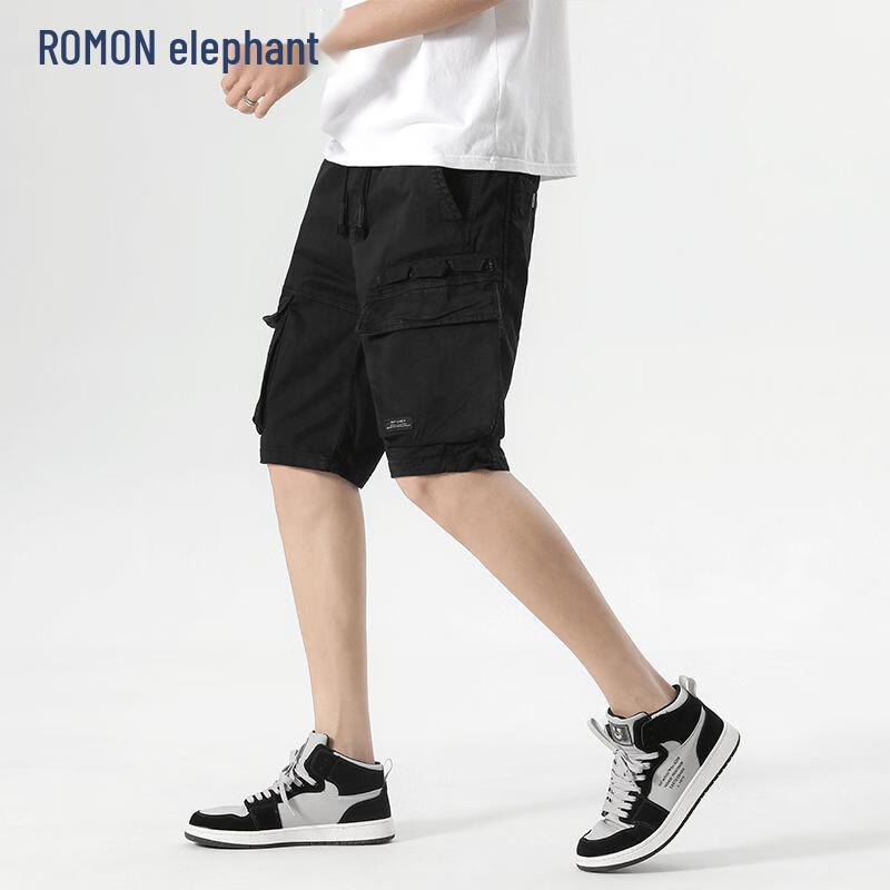 ROMON Men s Loose Fit Cotton Multi-Pocket Cargo Shorts 40