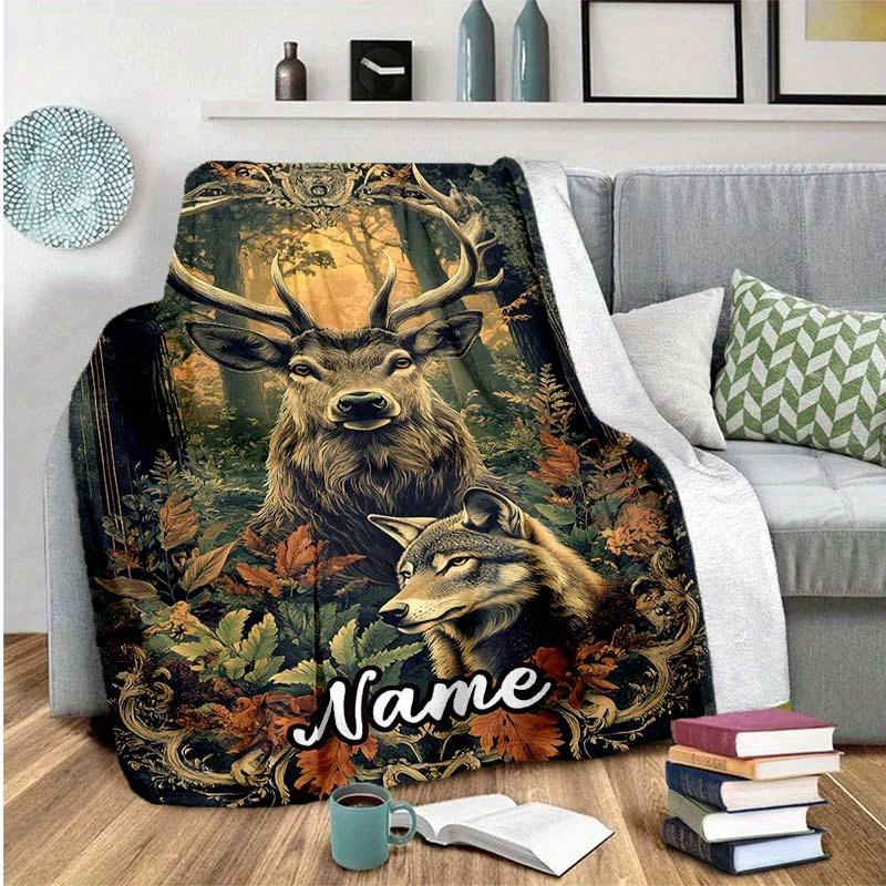 Deer Scarf Customize Your Name Blanket Warm Comfortable And Soft Blankets Are Suitable For Home Chairs Office Sofas Sofas Office Camping And Gifts For