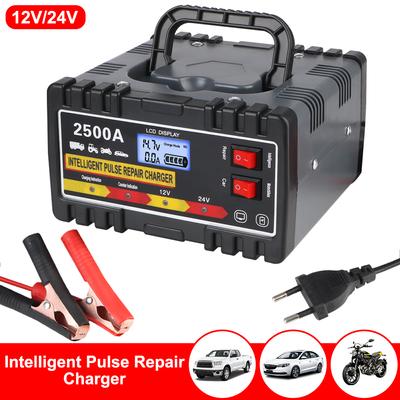 Digital LCD Display Intelligent Pulse Repair Charger For Car Motorcycle Lead-acid Battery EU Plug Fast Charger 12V24V 220W