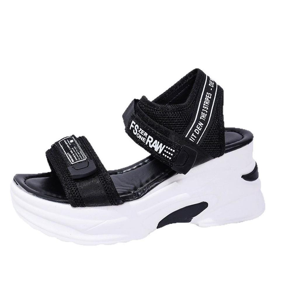 Sports Sandals Women's Summer All-match Fish Mouth Wedge-heeled Sponge Cake Thick-soled Large Size Daddy Heightening Women's Shoes