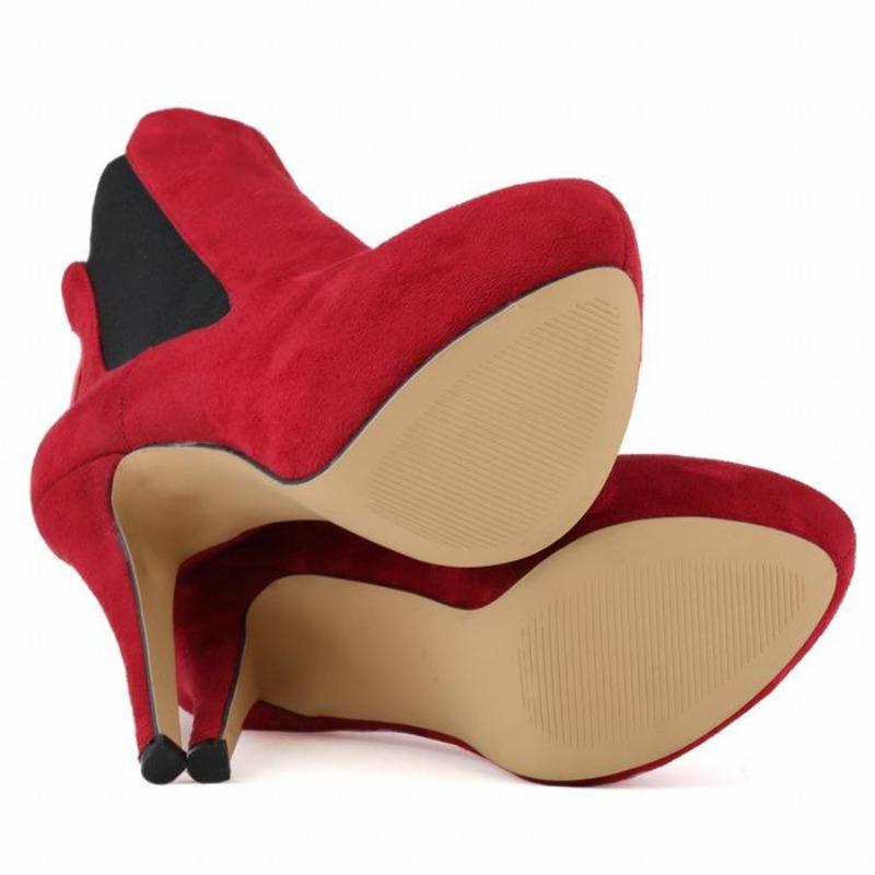 Große Größe 35-43 Damenstiefel 14cm Extrem High Heels Winter Herbst Kurze Stiefelette Sexy Plateau Casual Schwarze Party Schuhe