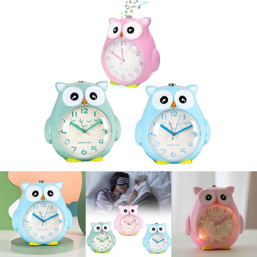 Owl Cartoon Silent Night Light With Talking Childrens Alarm Clock For Bedroom Decor