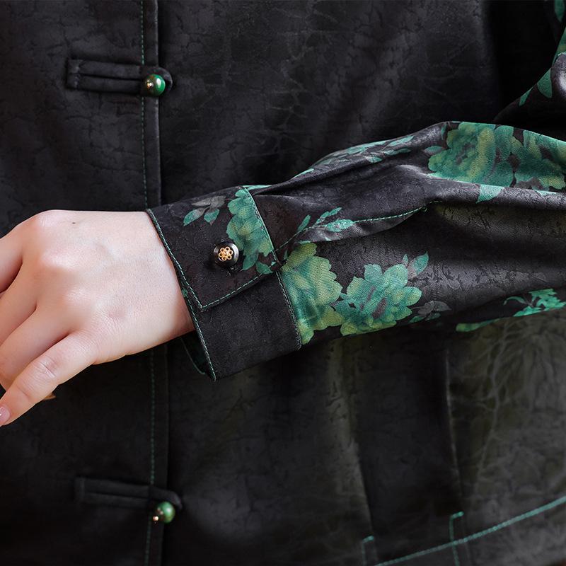 Mom's Stylish Faux Leather Jacket: Autumn Long Sleeve Print for Middle-Aged & Elderly Women